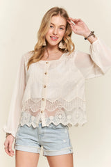 ADORA Button Down Embroidered Blouse OutfitFlow