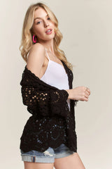 ADORA Crochet Cardigan With Scallop Hem OutfitFlow