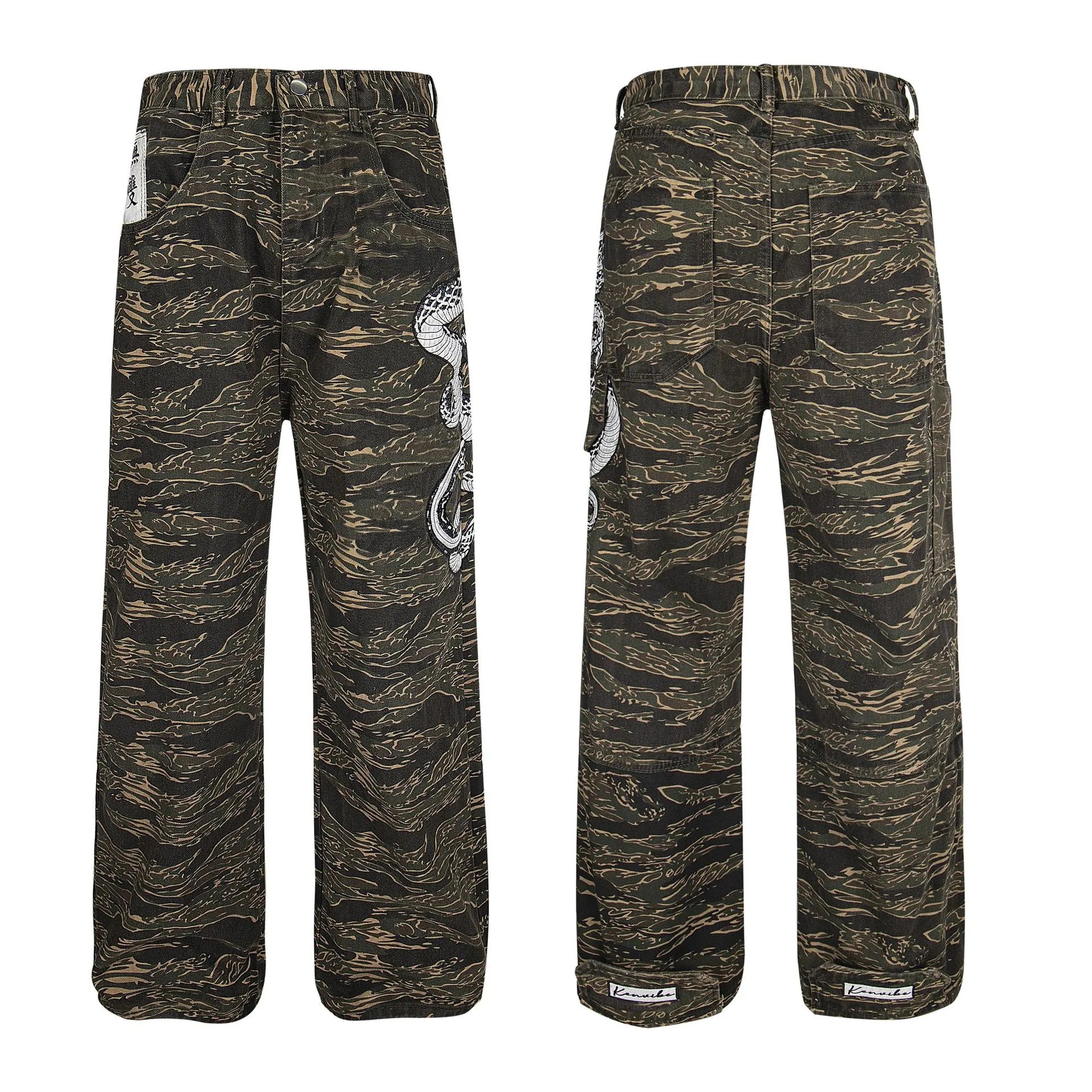 Men's Snake Camouflage Loose Fit Pants OutfitFlow