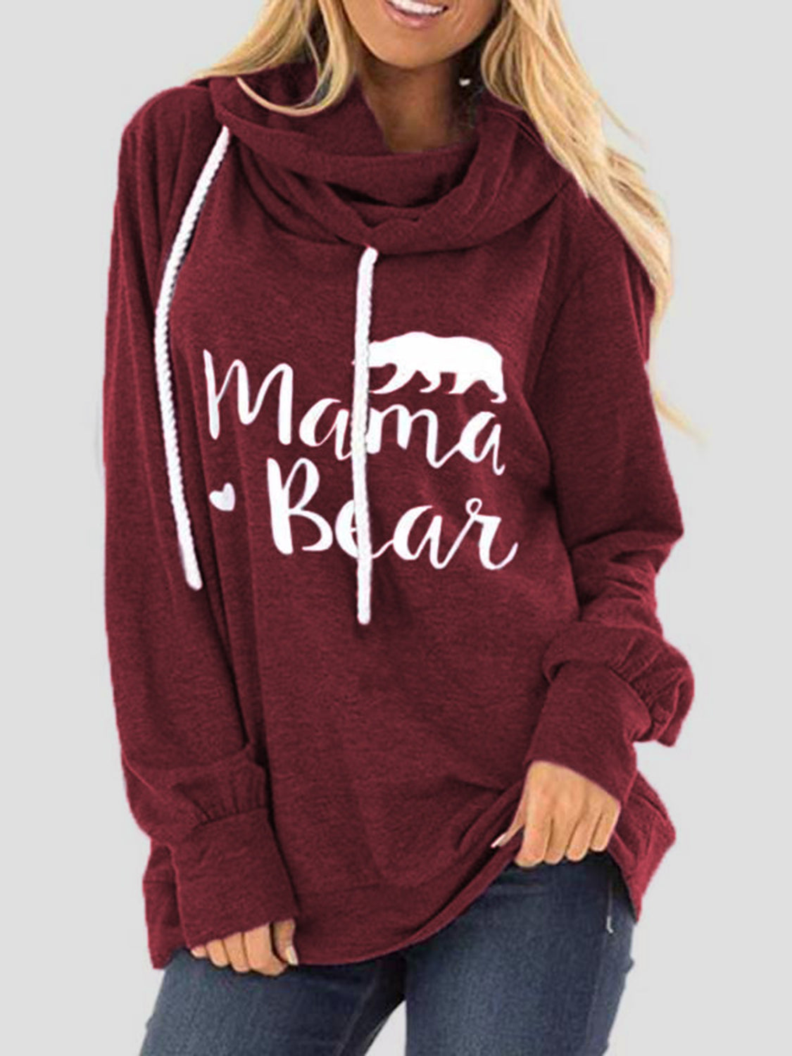 Outfit Flow - Drawstring Letter Graphic Long Sleeve Hoodie