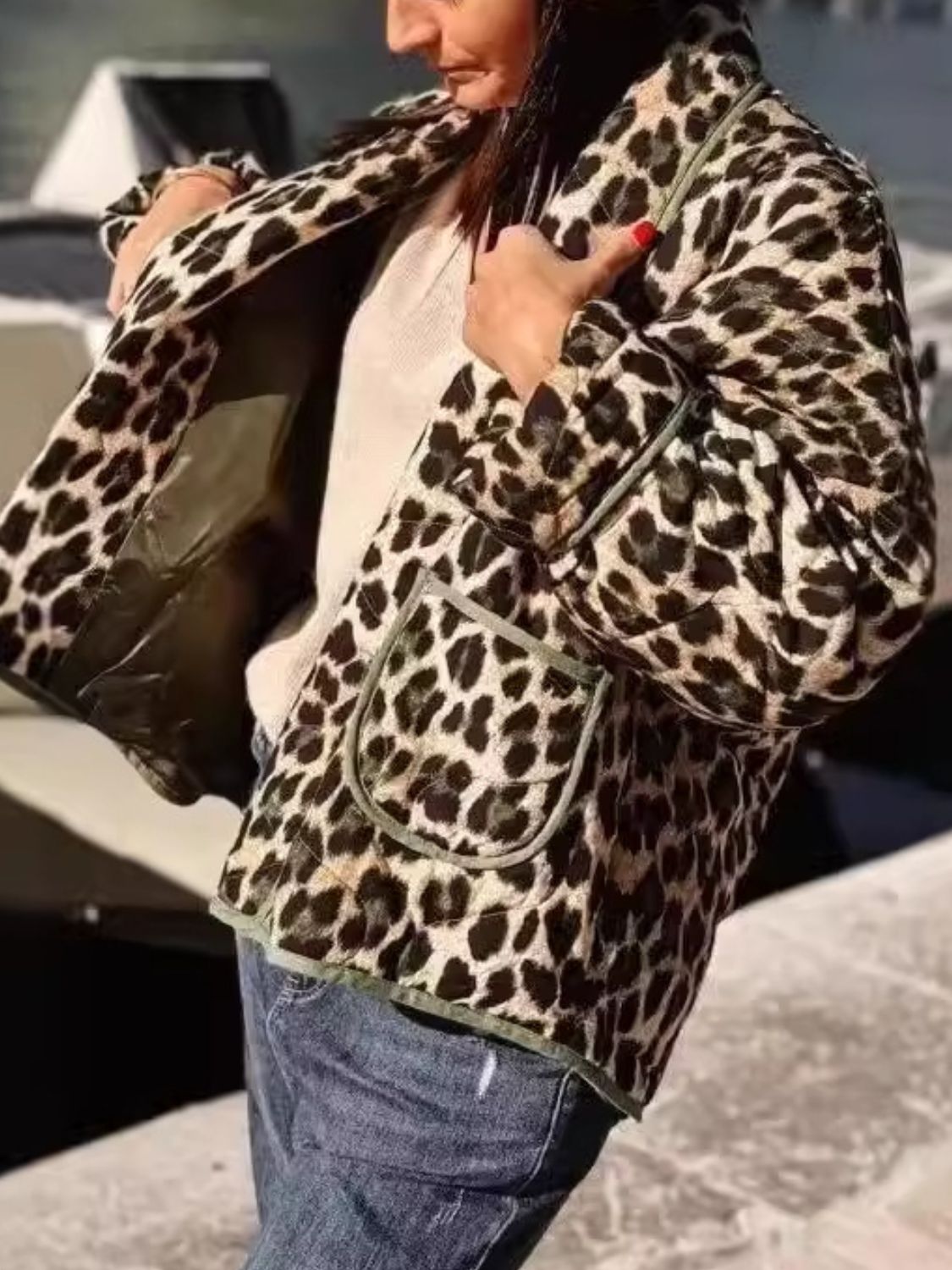 Outfit Flow - Leopard Open Front Long Sleeve Outerwear