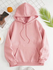 Drawstring Dropped Shoulder Hoodie OutfitFlow