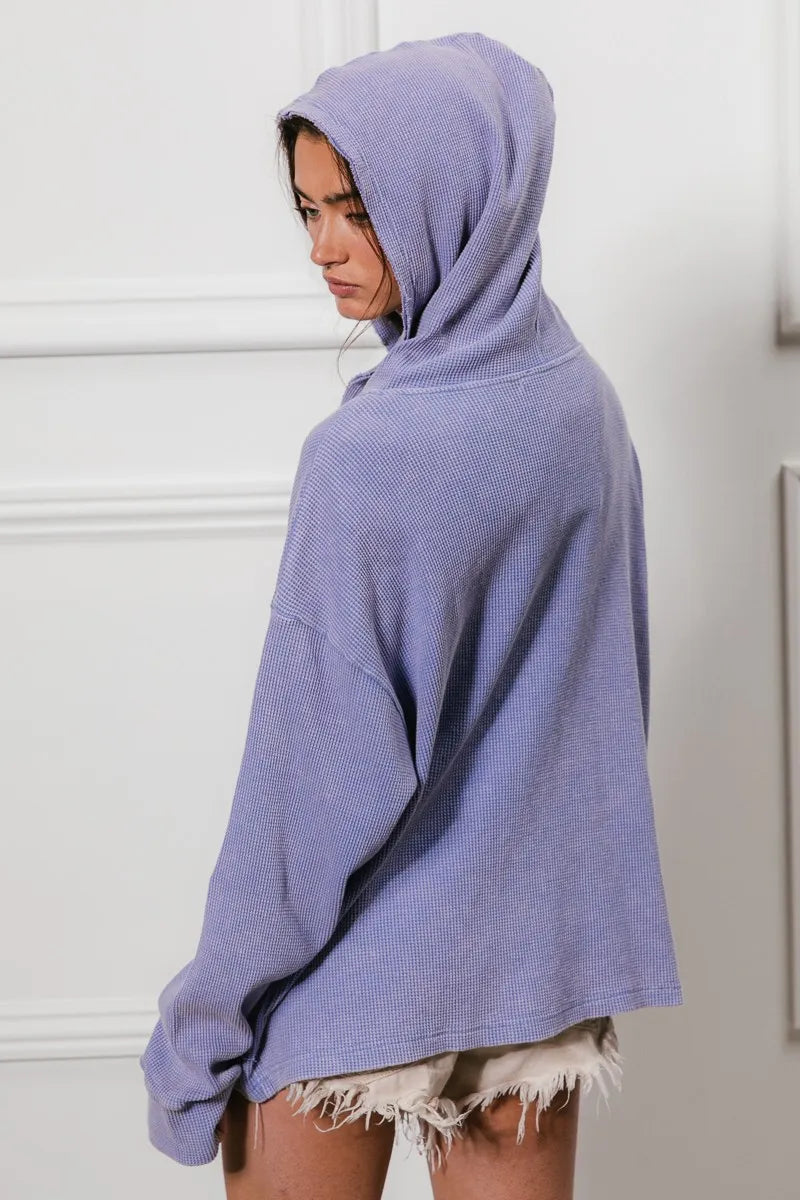 BiBi Washed Waffle Thermal Hooded Jacket OutfitFlow
