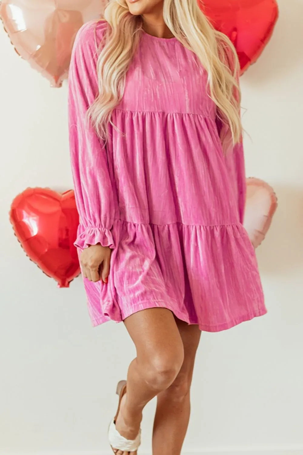 Tiered Flounce Sleeve Mini Dress OutfitFlow