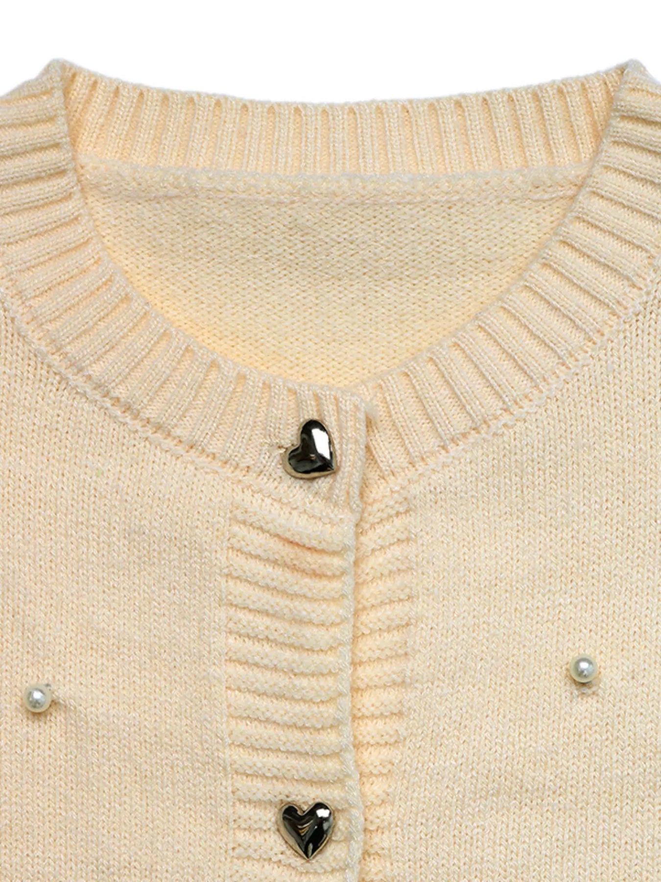 Pearl Embellished Button-Up Cardigan OutfitFlow