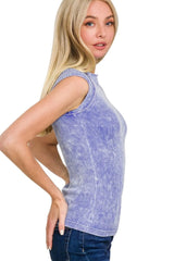 Zenana Stone Washed Ribbed Seamless Top OutfitFlow