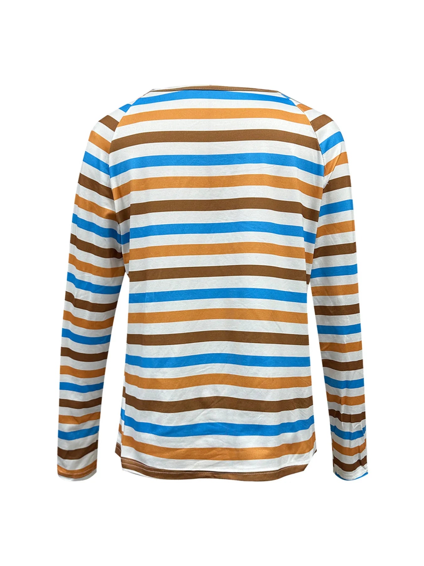 Full Size Striped Long Sleeve Casual Top Plus Size OutfitFlow