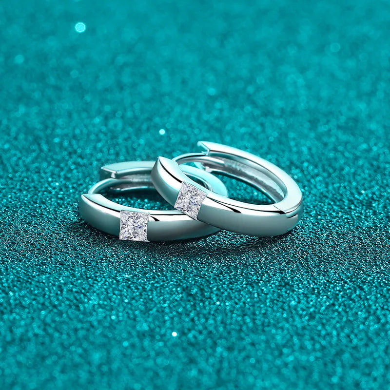 925 Sterling Silver Moissanite Huggie Earrings OutfitFlow