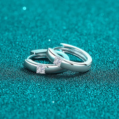 925 Sterling Silver Moissanite Huggie Earrings OutfitFlow