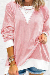 Outfit Flow - Contrast Round Neck Long Sleeve Sweatshirt