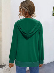 Full Size Snap-Down Hoodie with Kangaroo Pocket Plus Size OutfitFlow