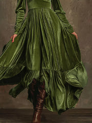 Ruffled Hem Long Sleeve Dress OutfitFlow