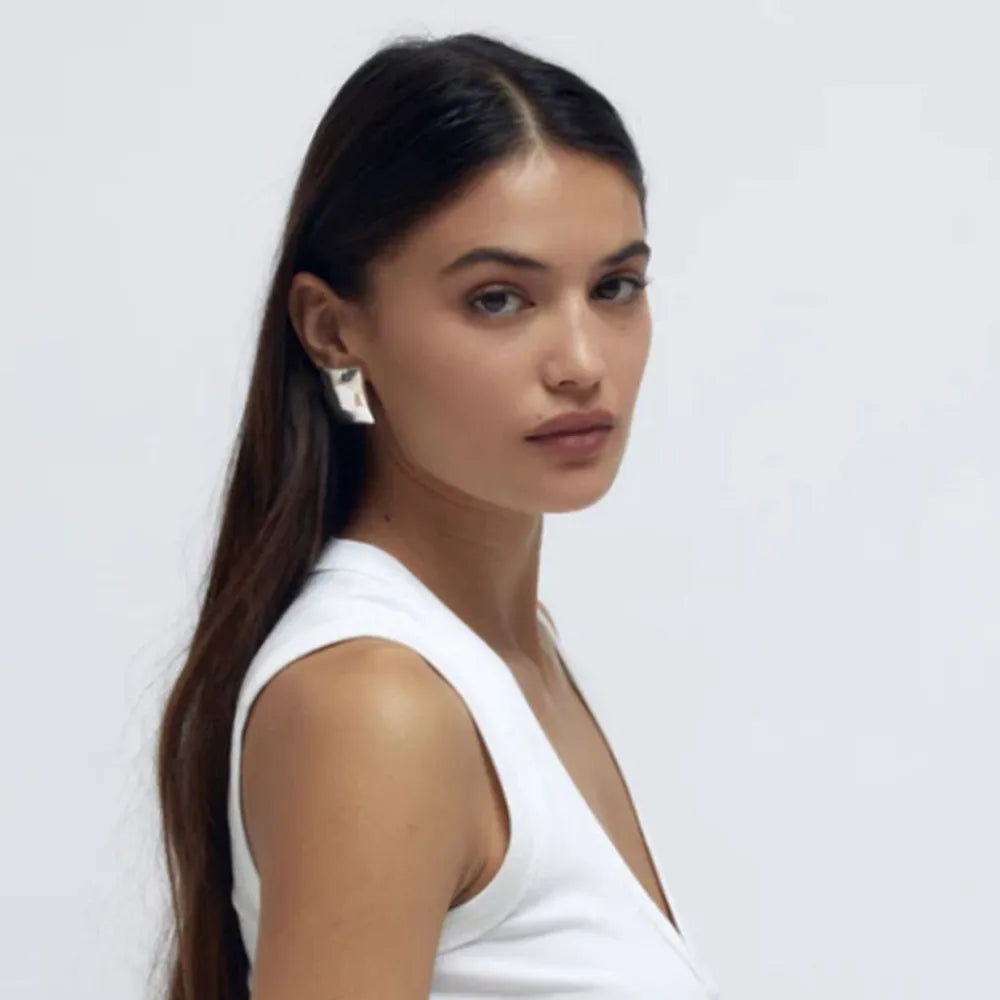 Stainless Steel Rectangular Stud Earrings OutfitFlow