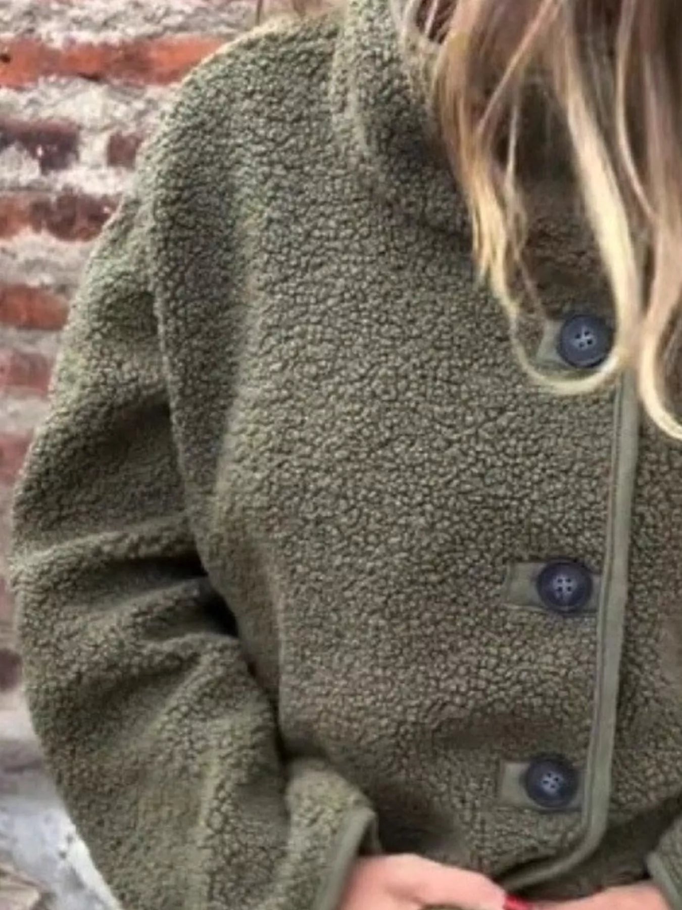 Full Size Button Up Long Sleeve Fleece Jacket Plus Size Trendsi