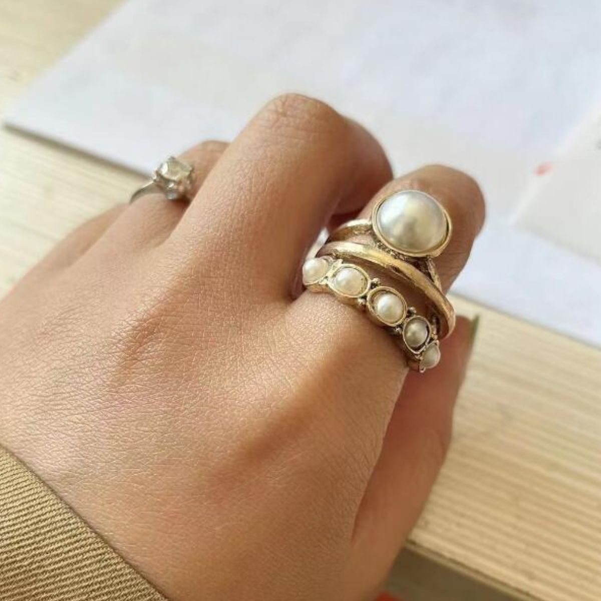 Outfit Flow - Alloy Three-Layered Open Ring