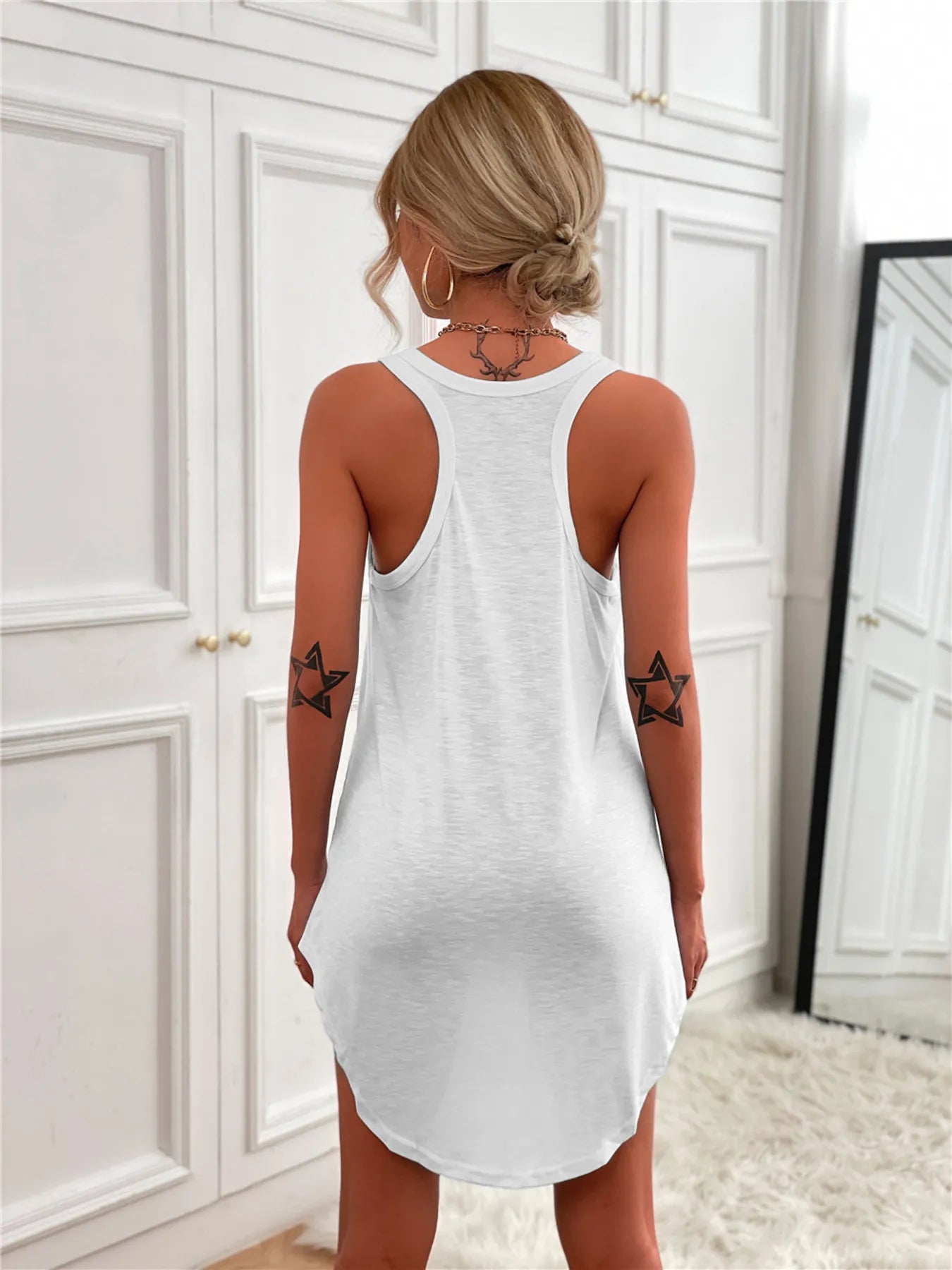 Casual Tank Mini Dress with Curved Hem OutfitFlow