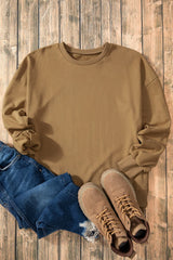 Outfit Flow - High-Low Round Neck Long Sleeve Sweatshirt