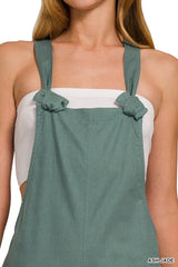 Zenana Woven Knot Strap Overalls OutfitFlow