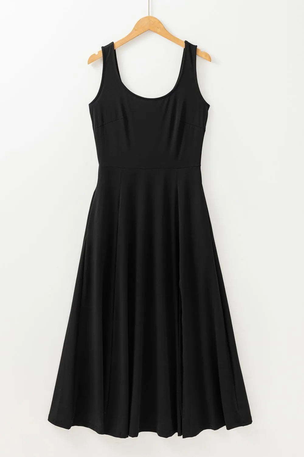 Side Slit Scoop Neck Wide Strap Dress OutfitFlow