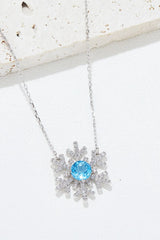 925 Sterling Silver Topaz Snowflake Shape Necklace Silver One Size OutfitFlow