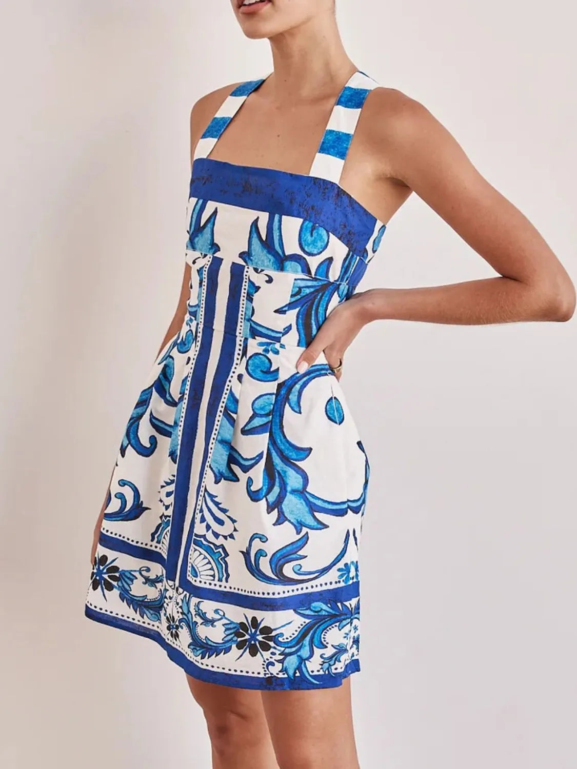 Printed Square Neck Midi Dress OutfitFlow
