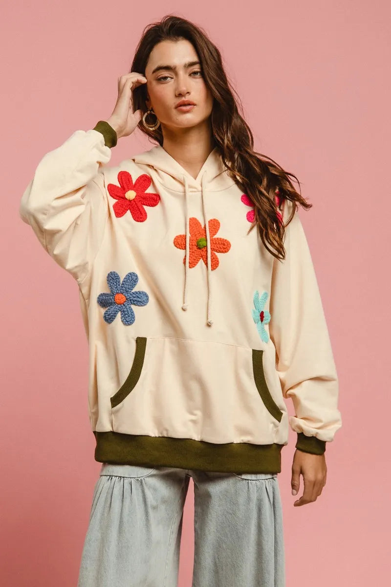 BiBi Patched Hoodie Top OutfitFlow