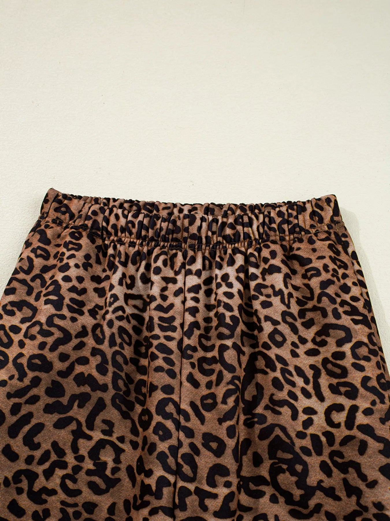 Leopard Print Contrast Trim Long Sleeve Top and Pants Set OutfitFlow