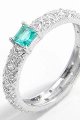 925 Sterling Silver Square Zircon Ring OutfitFlow