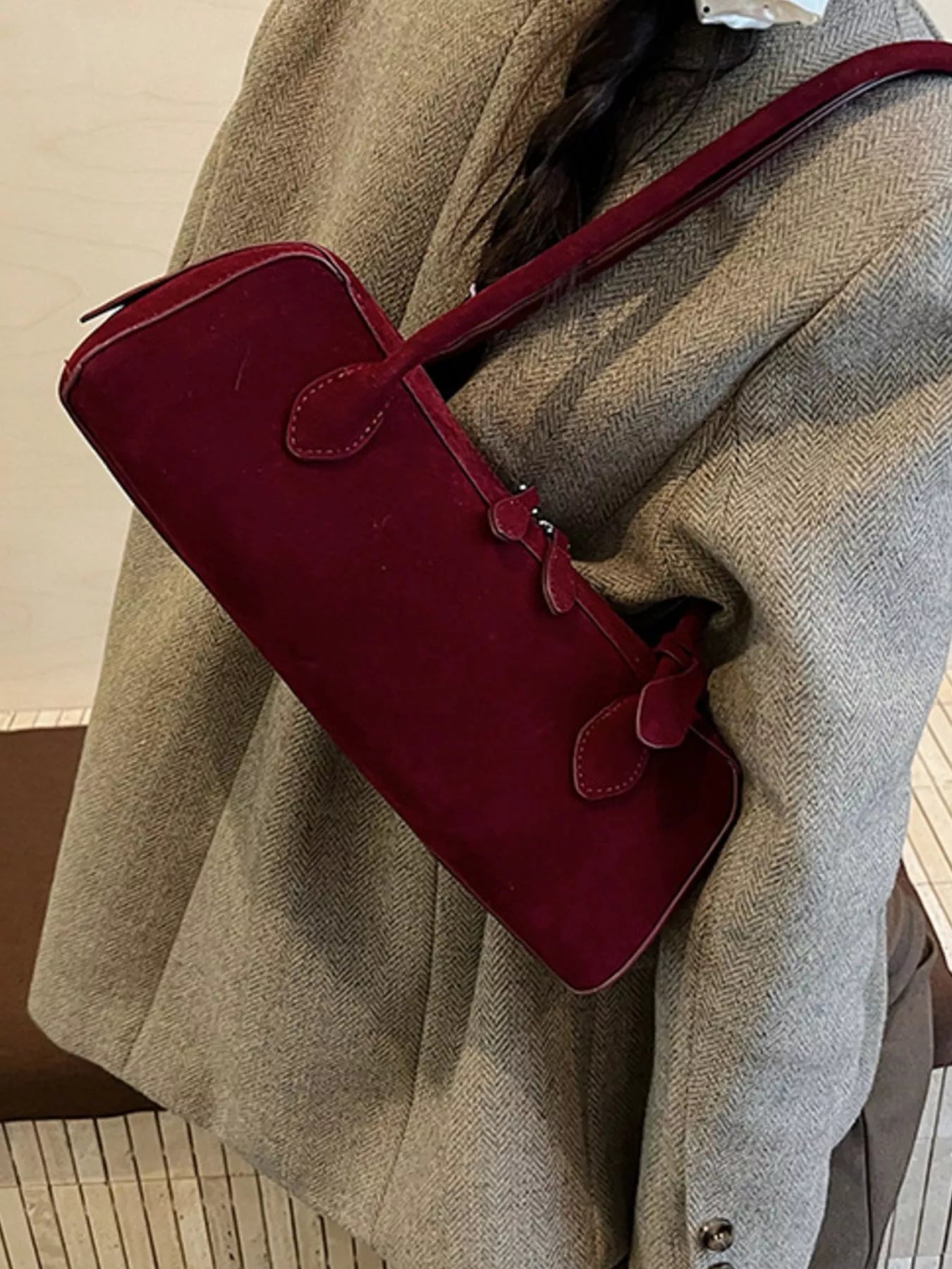 Solid Color Shoulder Bag Trendsi