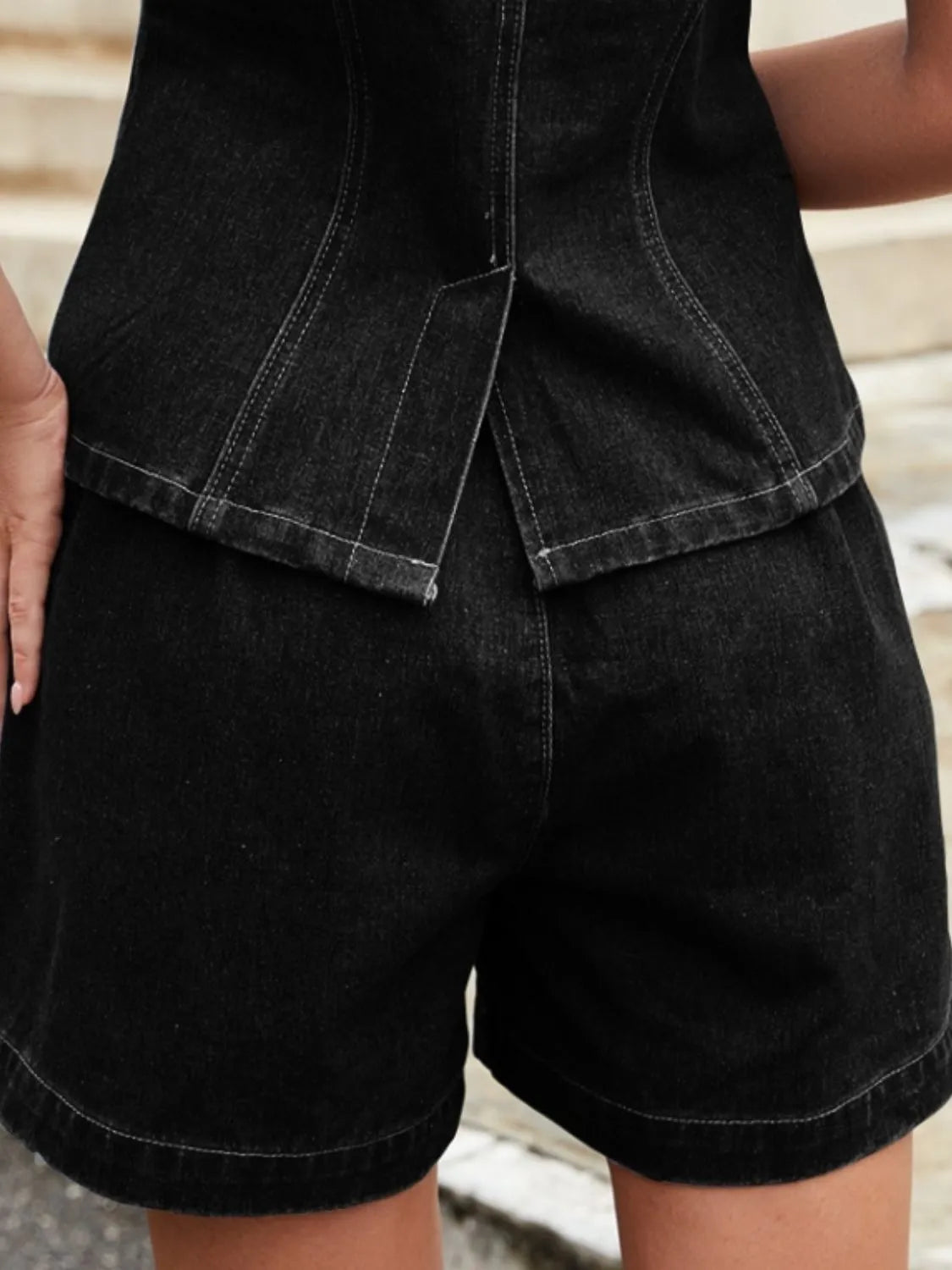High-Waisted Denim Shorts OutfitFlow