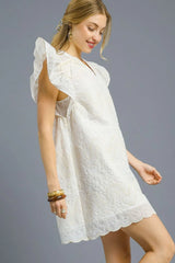 Umgee Scalloped Hem Embroidered Mini Dress OutfitFlow