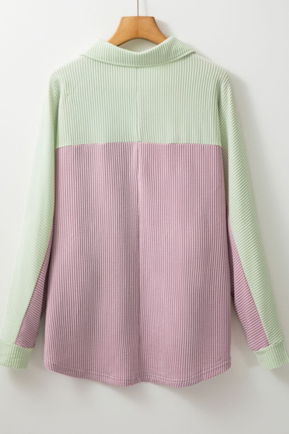 Color Block Corded Button Up Shacket OutfitFlow