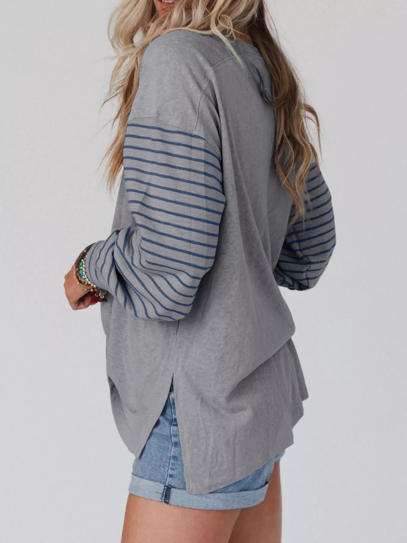 Striped Color Block Long Sleeve T-Shirt OutfitFlow