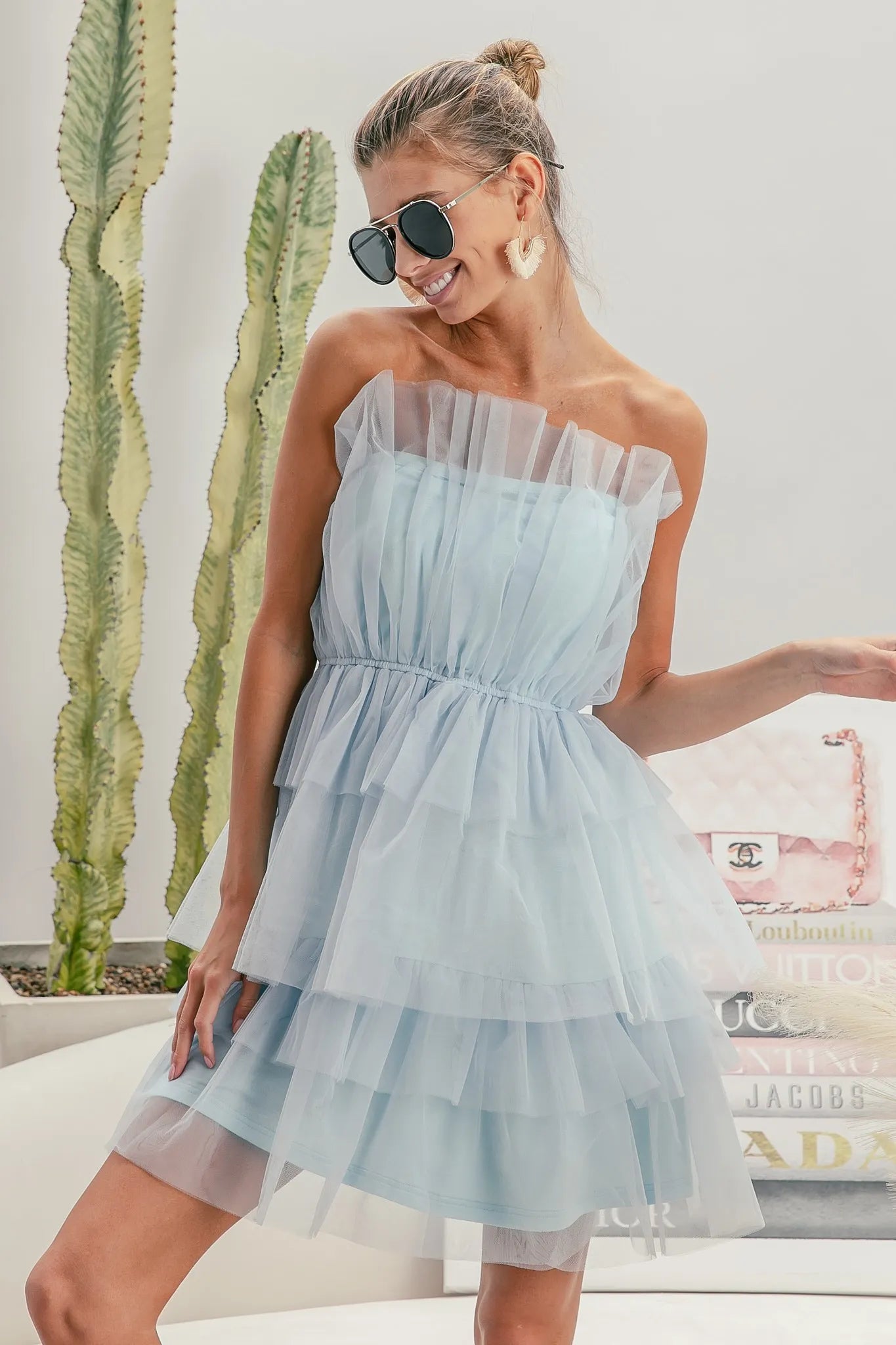 BiBi Sleeveless Layered Organza Dress OutfitFlow