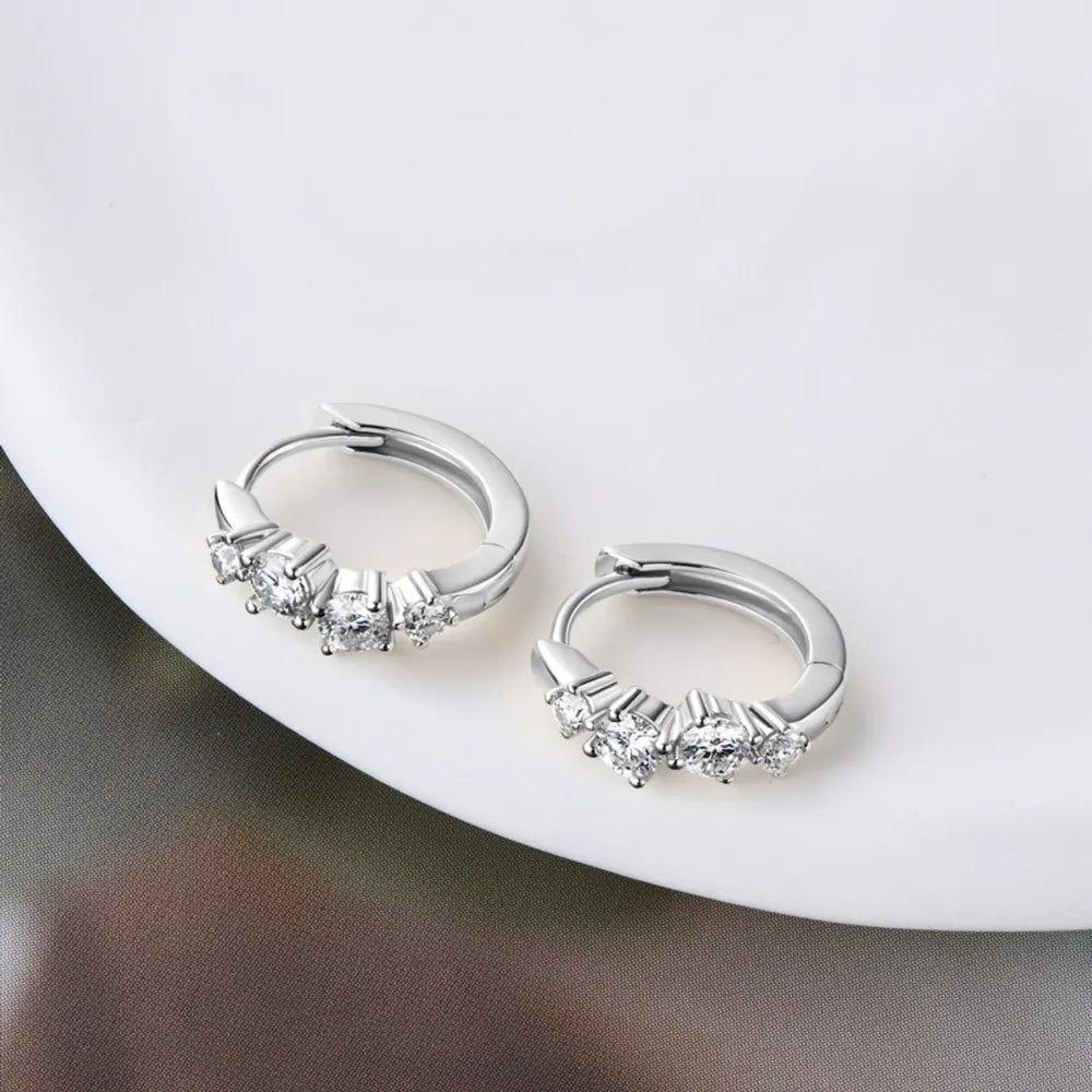 925 Sterling Silver Moissanite Huggie Earrings OutfitFlow