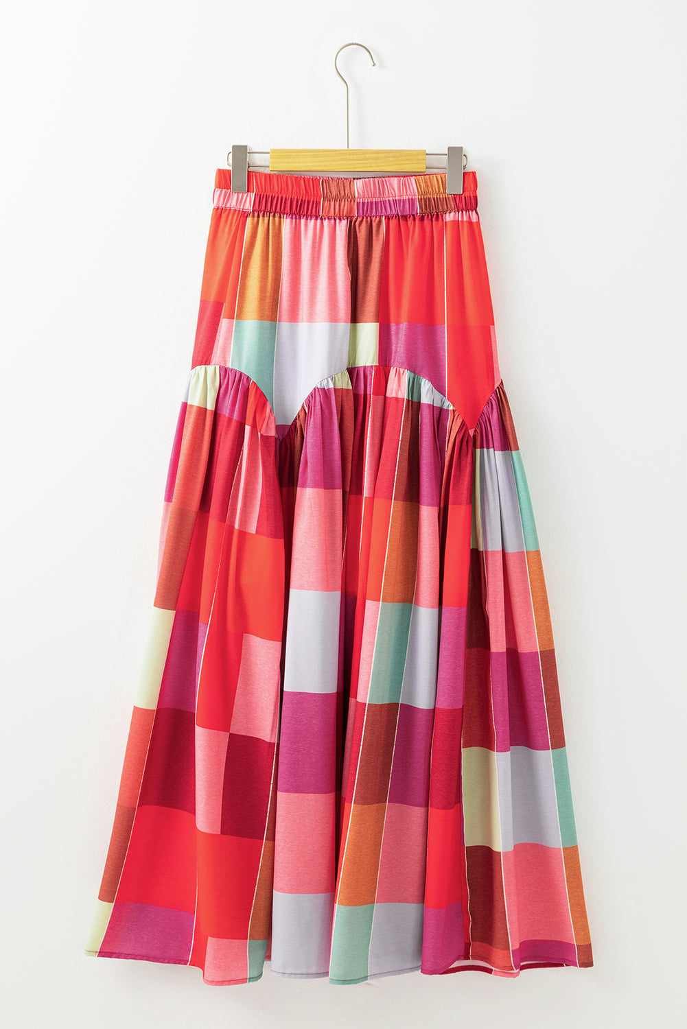 Outfit Flow - Color Block Elastic Waist Maxi Skirt