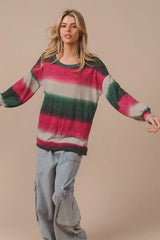 BiBi Striped Gradation Print Knit Top Trendsi