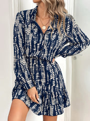 Printed Long Sleeve Shirt Dress OutfitFlow