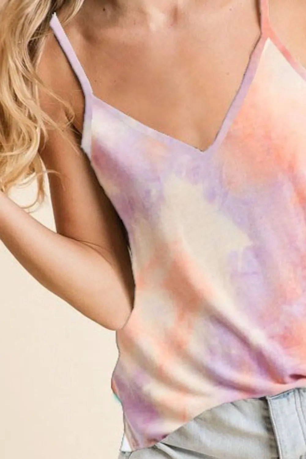 BiBi Tie Dye French Terry Knit Sleeveless Top OutfitFlow
