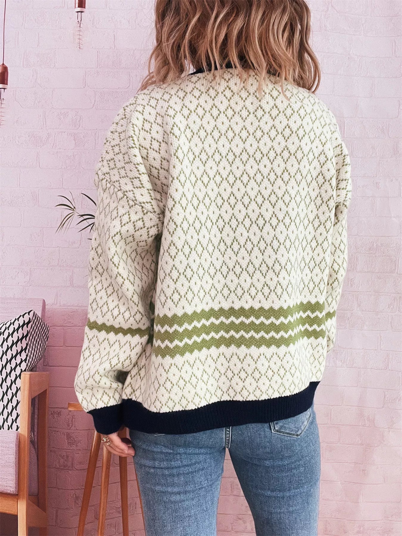 Geometric Pattern Button Up Cardigan OutfitFlow