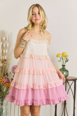 ADORA Swiss Dot Ruffled Tiered Mini Dress OutfitFlow