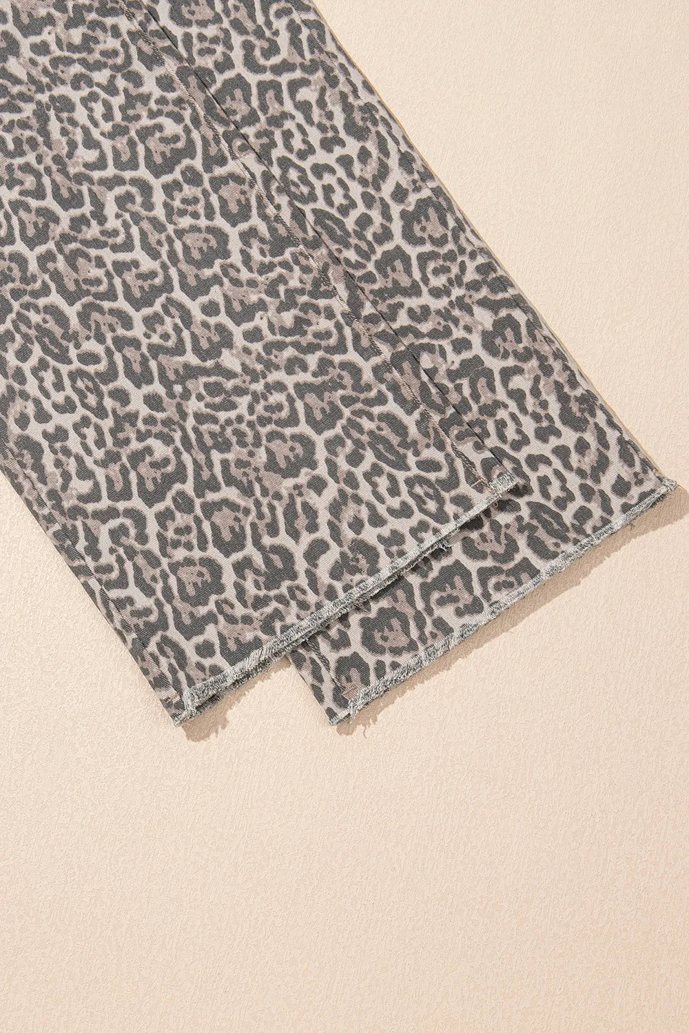 Leopard Frayed Edge Wide Leg High Waist Jeans OutfitFlow
