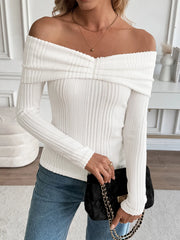 Off-Shoulder Ribbed Knit Top OutfitFlow