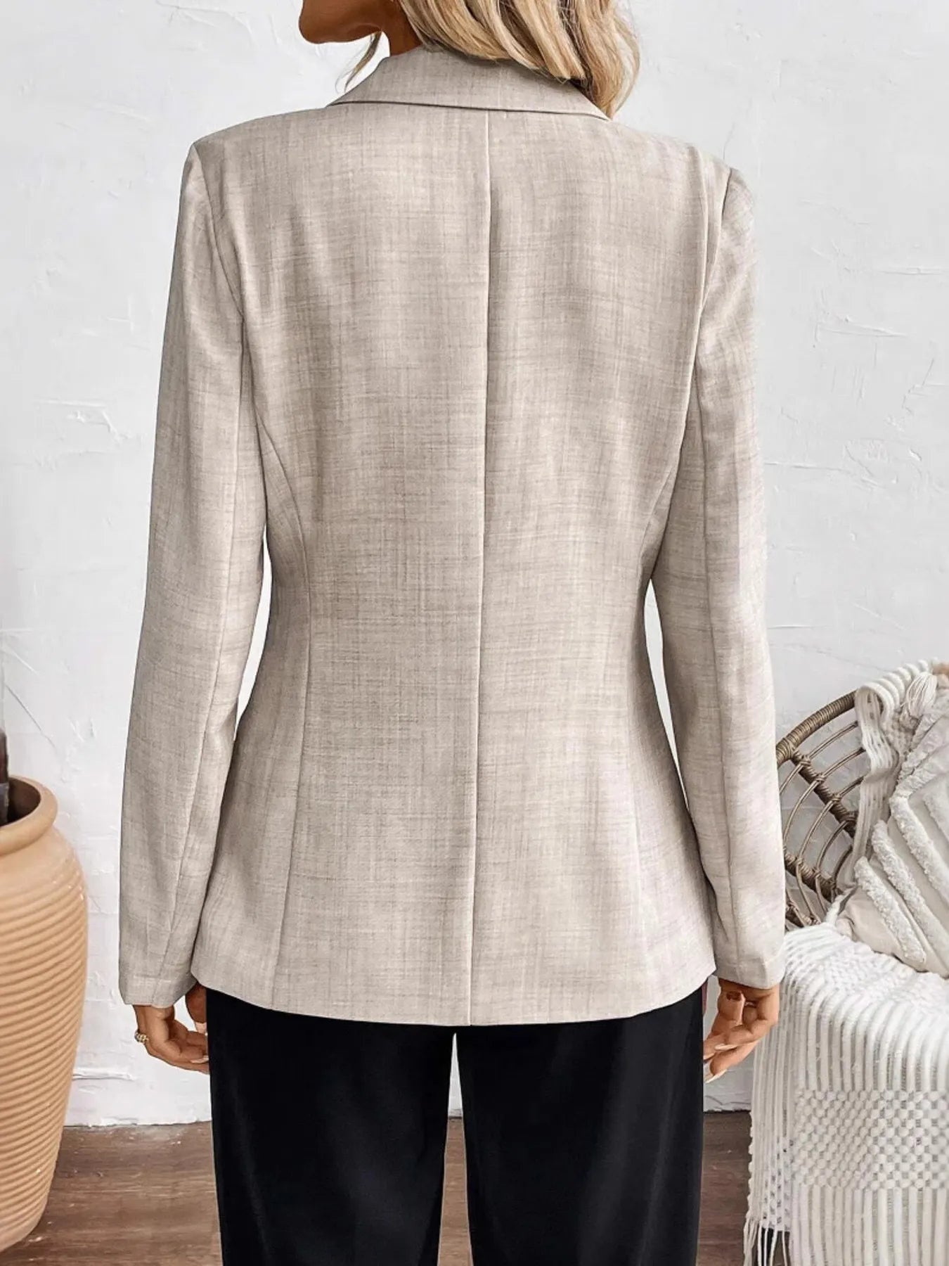 One Button Lapel Collar Blazer OutfitFlow