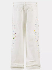 Men's Paint Splatter Artistic Wide Leg Jeans Trendsi
