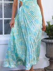Full Size Single Shoulder Pleated Midi Dress Plus Size OutfitFlow