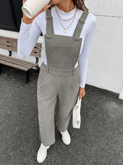Slit Wide Leg Overalls with Pockets OutfitFlow