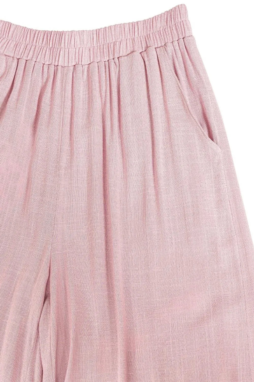 Zenana Woven Elastic Band Pants With Pocket OutfitFlow