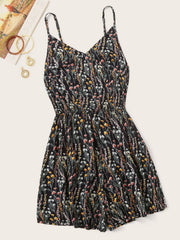 Outfit Flow - Printed V-Neck Spaghetti Strap Romper