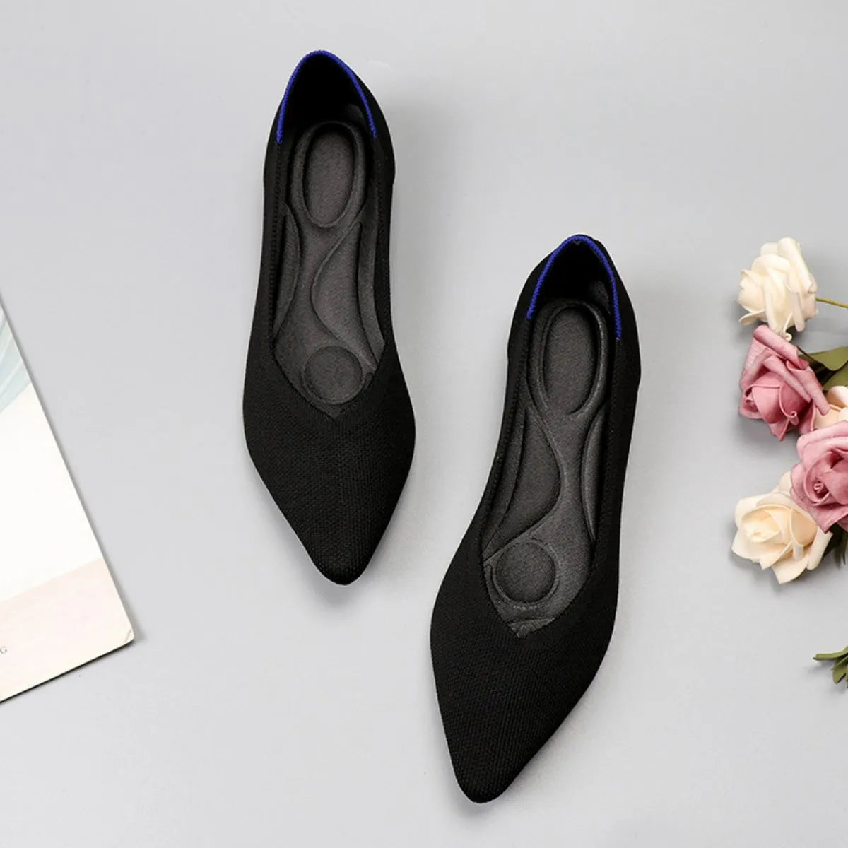 Point Toe Block Heels Slip-Ons Black OutfitFlow